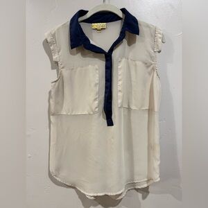 Princess Vera Wang Cream and Navy Sleeveless Blouse